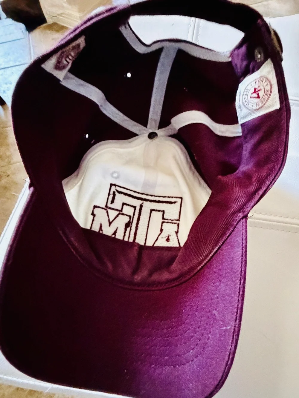 47 Brand Embroidered Patch Top in White and Burgundy